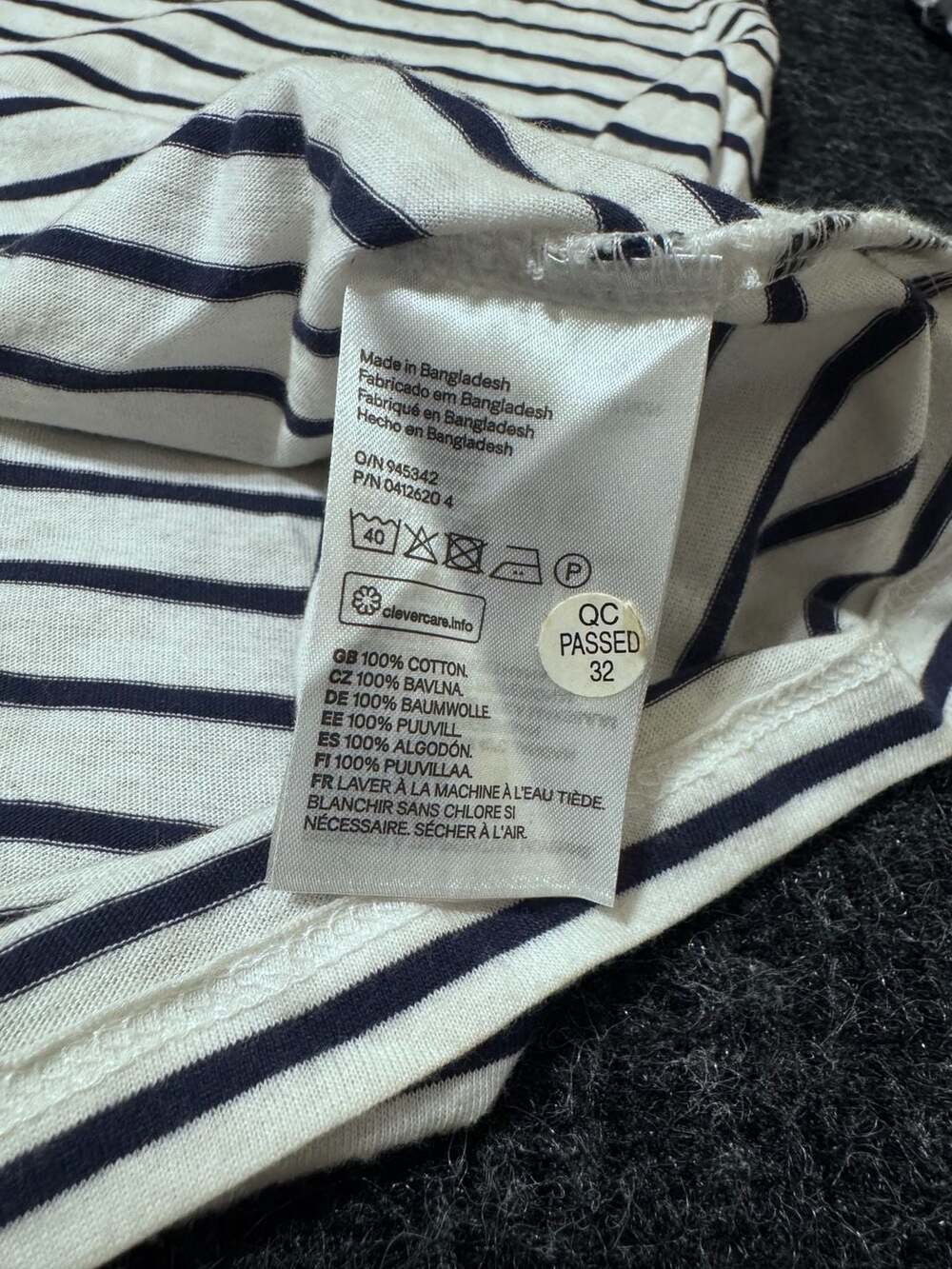 H&M Striped Henley Shirt Womens Size Large White Blue - Picture 4 of 10